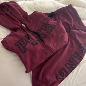 PINK sweatsuit burgundy